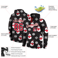 Load image into Gallery viewer, Custom Stitched Black Red-White Christmas 3D Sports Pullover Sweatshirt Hoodie