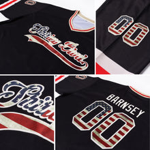 Load image into Gallery viewer, Custom Black Vintage USA Flag-Cream Hockey Jersey