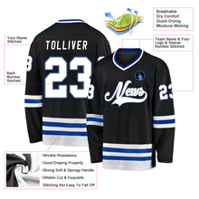 Load image into Gallery viewer, Custom Black White-Royal Hockey Jersey