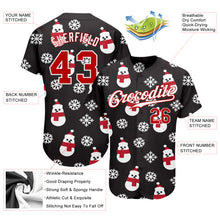 Load image into Gallery viewer, Custom Black Red-White Christmas 3D Authentic Baseball Jersey