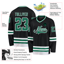 Load image into Gallery viewer, Custom Black Kelly Green-White Hockey Jersey