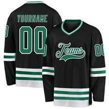 Load image into Gallery viewer, Custom Black Kelly Green-White Hockey Jersey