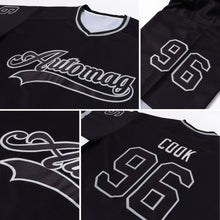 Load image into Gallery viewer, Custom Black Black-Gray Hockey Jersey