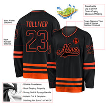 Load image into Gallery viewer, Custom Black Black-Orange Hockey Jersey
