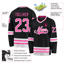 Load image into Gallery viewer, Custom Black Pink-White Hockey Jersey