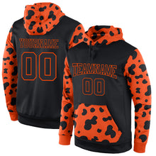 Load image into Gallery viewer, Custom Stitched Black Black-Orange Sports Pullover Sweatshirt Hoodie