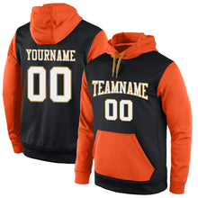 Load image into Gallery viewer, Custom Stitched Black White-Orange Sports Pullover Sweatshirt Hoodie