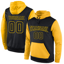 Load image into Gallery viewer, Custom Stitched Black Black-Gold Sports Pullover Sweatshirt Hoodie