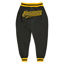 Load image into Gallery viewer, Custom Black Black-Gold Sports Pants