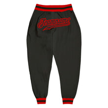 Load image into Gallery viewer, Custom Black Black-Red Sports Pants