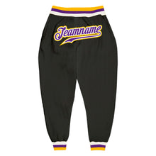Load image into Gallery viewer, Custom Black Purple-Gold Sports Pants