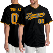 Load image into Gallery viewer, Custom Black Gold-White Authentic Baseball Jersey