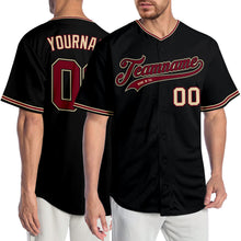 Load image into Gallery viewer, Custom Black Crimson-City Cream Authentic Baseball Jersey
