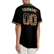 Load image into Gallery viewer, Custom Black Vintage USA Flag-Cream Authentic Baseball Jersey