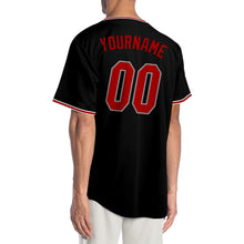 Load image into Gallery viewer, Custom Black Red-Gray Authentic Baseball Jersey