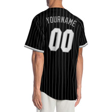 Load image into Gallery viewer, Custom Black Gray Pinstripe White-Gray Authentic Baseball Jersey