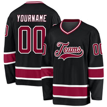 Load image into Gallery viewer, Custom Black Maroon-White Hockey Jersey