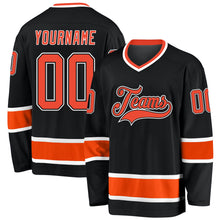 Load image into Gallery viewer, Custom Black Orange-White Hockey Jersey