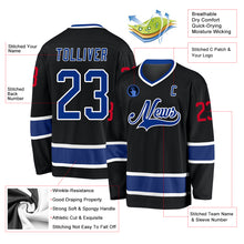 Load image into Gallery viewer, Custom Black Royal-Red Hockey Jersey