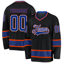 Load image into Gallery viewer, Custom Black Royal-Orange Hockey Jersey
