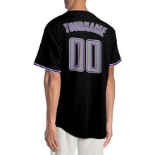 Load image into Gallery viewer, Custom Black Gray-Purple Authentic Baseball Jersey