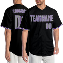 Load image into Gallery viewer, Custom Black Gray-Purple Authentic Baseball Jersey