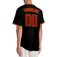 Load image into Gallery viewer, Custom Black Red-Gold Authentic Baseball Jersey