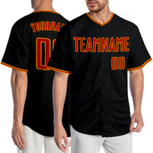 Load image into Gallery viewer, Custom Black Red-Gold Authentic Baseball Jersey