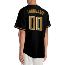 Load image into Gallery viewer, Custom Black Old Gold-White Authentic Baseball Jersey