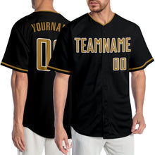 Load image into Gallery viewer, Custom Black Old Gold-White Authentic Baseball Jersey