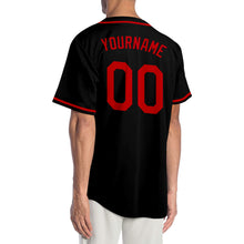 Load image into Gallery viewer, Custom Black Red Authentic Baseball Jersey