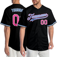 Load image into Gallery viewer, Custom Black Pink-Light Blue Authentic Baseball Jersey