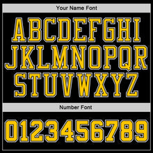 Load image into Gallery viewer, Custom Stitched Black Gold Pinstripe Gold-White Sports Pullover Sweatshirt Hoodie