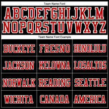 Load image into Gallery viewer, Custom Black Red-White Stitched Cuffed Knit Hat