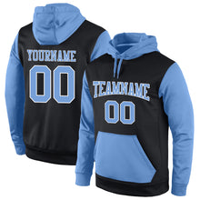 Load image into Gallery viewer, Custom Stitched Black Light Blue-White Sports Pullover Sweatshirt Hoodie
