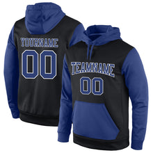 Load image into Gallery viewer, Custom Stitched Black Royal-White Sports Pullover Sweatshirt Hoodie