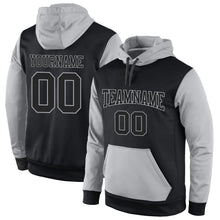 Load image into Gallery viewer, Custom Stitched Black Black-Gray Sports Pullover Sweatshirt Hoodie