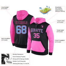 Load image into Gallery viewer, Custom Stitched Black Light Blue-Pink Sports Pullover Sweatshirt Hoodie