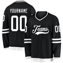 Load image into Gallery viewer, Custom Black White Hockey Jersey
