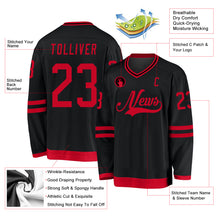 Load image into Gallery viewer, Custom Black Red Hockey Jersey