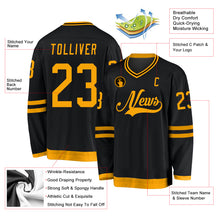 Load image into Gallery viewer, Custom Black Gold Hockey Jersey