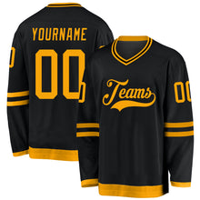 Load image into Gallery viewer, Custom Black Gold Hockey Jersey