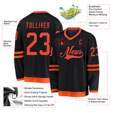 Load image into Gallery viewer, Custom Black Orange Hockey Jersey