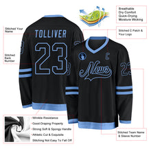 Load image into Gallery viewer, Custom Black Black-Light Blue Hockey Jersey