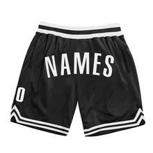 Load image into Gallery viewer, Custom Black White Authentic Throwback Basketball Shorts