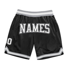 Load image into Gallery viewer, Custom Black White-Gray Authentic Throwback Basketball Shorts