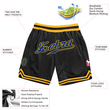 Load image into Gallery viewer, Custom Black Royal-Gold Authentic Throwback Basketball Shorts