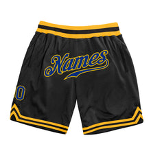 Load image into Gallery viewer, Custom Black Royal-Gold Authentic Throwback Basketball Shorts