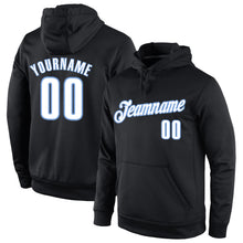 Load image into Gallery viewer, Custom Stitched Black White-Light Blue Sports Pullover Sweatshirt Hoodie