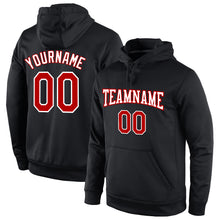 Load image into Gallery viewer, Custom Stitched Black Red-White Sports Pullover Sweatshirt Hoodie